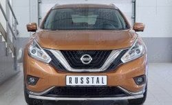 11 999 р. Защита переднего бампера (Ø42 мм, нержавейка) Russtal Nissan Murano 3 Z52 дорестайлинг (2015-2022)  с доставкой в г. Екатеринбург. Увеличить фотографию 1