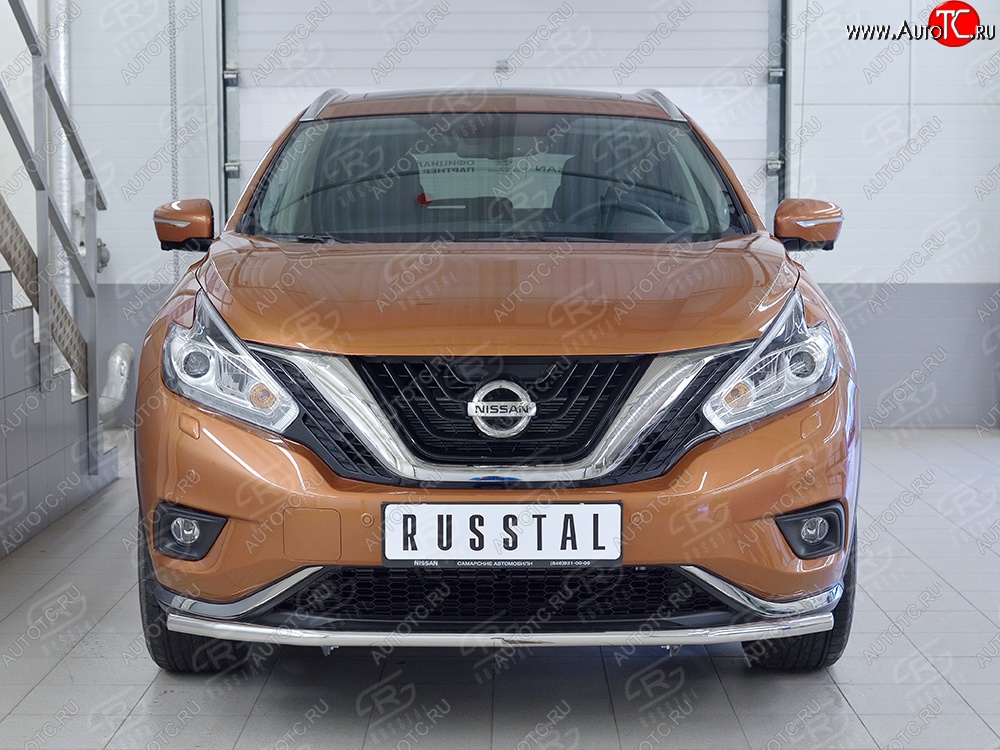 11 999 р. Защита переднего бампера (Ø42 мм, нержавейка) Russtal Nissan Murano 3 Z52 дорестайлинг (2015-2022)  с доставкой в г. Екатеринбург