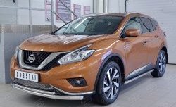 17 799 р. Защита переднего бампера (2 трубыØ63 и 42 мм, нержавейка) SLITKOFF Nissan Murano 3 Z52 дорестайлинг (2015-2022)  с доставкой в г. Екатеринбург. Увеличить фотографию 2