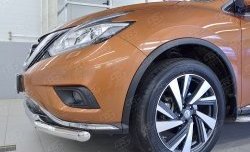 17 799 р. Защита переднего бампера (2 трубыØ63 и 42 мм, нержавейка) SLITKOFF Nissan Murano 3 Z52 дорестайлинг (2015-2022)  с доставкой в г. Екатеринбург. Увеличить фотографию 3