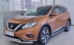 21 899 р. Защита переднего бампера (2 трубыØ63 и 75х42 мм, нержавейка) Russtal Nissan Murano 3 Z52 дорестайлинг (2015-2022)  с доставкой в г. Екатеринбург. Увеличить фотографию 2