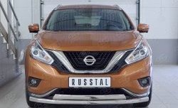 21 899 р. Защита переднего бампера (2 трубыØ63 и 75х42 мм, нержавейка) Russtal Nissan Murano 3 Z52 дорестайлинг (2015-2022)  с доставкой в г. Екатеринбург. Увеличить фотографию 1