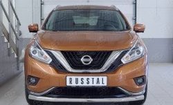 14 599 р. Защита переднего бампера (Ø63 мм, нержавейка) Russtal Nissan Murano 3 Z52 дорестайлинг (2015-2022)  с доставкой в г. Екатеринбург. Увеличить фотографию 1