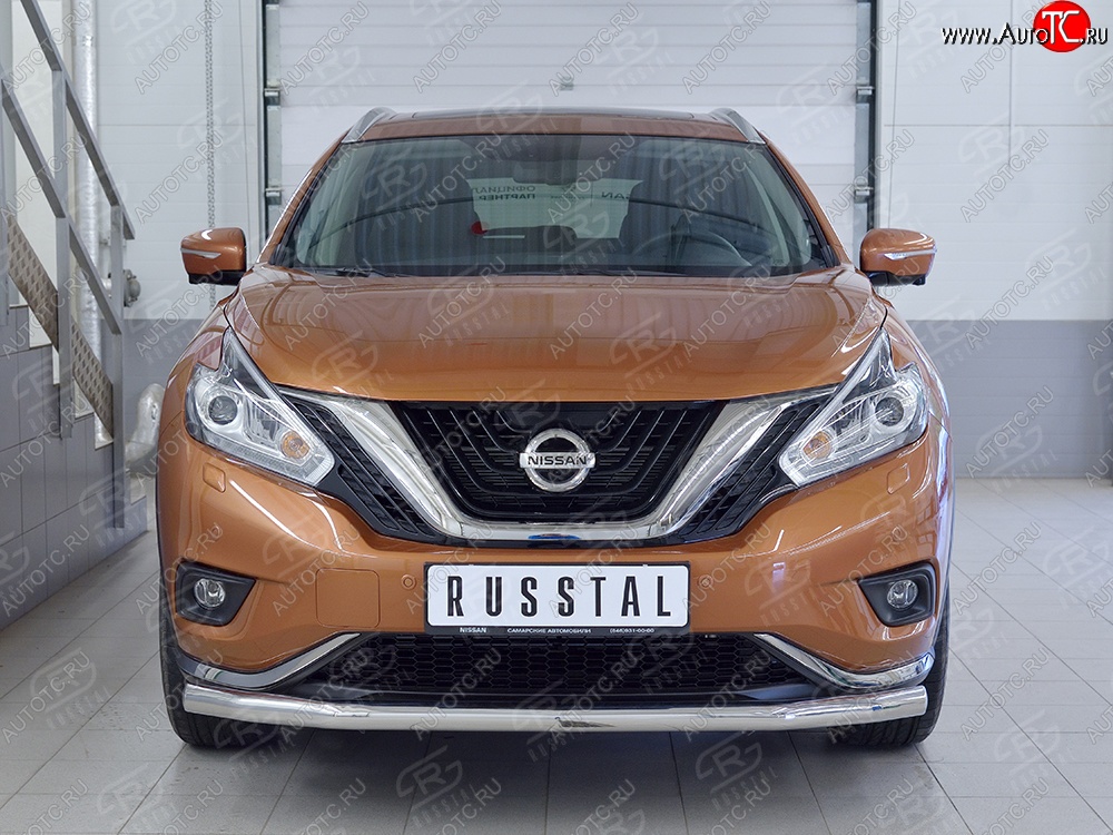 14 599 р. Защита переднего бампера (Ø63 мм, нержавейка) Russtal Nissan Murano 3 Z52 дорестайлинг (2015-2022)  с доставкой в г. Екатеринбург