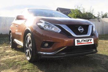 12 499 р. защита переднего бампера Slitkoff Nissan Murano 3 Z52 дорестайлинг (2015-2022) (Цвет: серебристый)  с доставкой в г. Екатеринбург. Увеличить фотографию 1