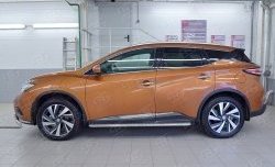 21 449 р. Порожки для ног (Ø42) SLITKOFF Nissan Murano 3 Z52 дорестайлинг (2015-2022) (лист - алюминий, профиль - нержавейка)  с доставкой в г. Екатеринбург. Увеличить фотографию 3