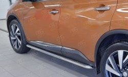 21 449 р. Порожки для ног (Ø42) SLITKOFF Nissan Murano 3 Z52 дорестайлинг (2015-2022) (лист - алюминий, профиль - нержавейка)  с доставкой в г. Екатеринбург. Увеличить фотографию 4