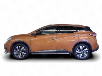 30 899 р. Широкая защита порогов с трубой диаметром 42 мм SLITKOFF v3 Nissan Murano 3 Z52 дорестайлинг (2015-2022)  с доставкой в г. Екатеринбург. Увеличить фотографию 2