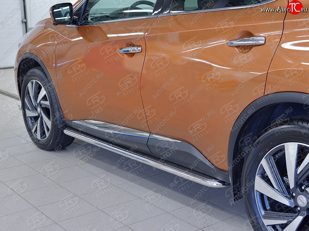 30 899 р. Широкая защита порогов с трубой диаметром 42 мм SLITKOFF v3 Nissan Murano 3 Z52 дорестайлинг (2015-2022)  с доставкой в г. Екатеринбург