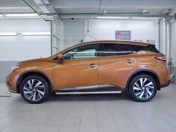 16 349 р. Защита порогов из круглой трубы диаметром 63 мм SLITKOFF v2 Nissan Murano 3 Z52 дорестайлинг (2015-2022)  с доставкой в г. Екатеринбург. Увеличить фотографию 2