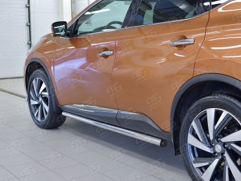 16 349 р. Защита порогов из круглой трубы диаметром 63 мм SLITKOFF v2 Nissan Murano 3 Z52 дорестайлинг (2015-2022)  с доставкой в г. Екатеринбург. Увеличить фотографию 3