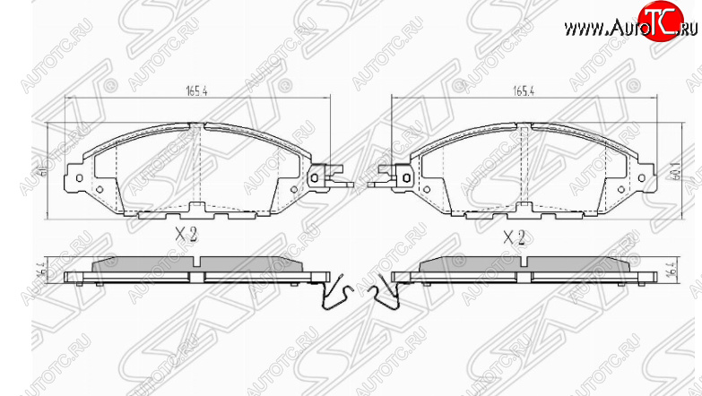 1 599 р. Комплект передних тормозных колодок SAT Nissan Pathfinder R52 дорестайлинг (2012-2017)  с доставкой в г. Екатеринбург