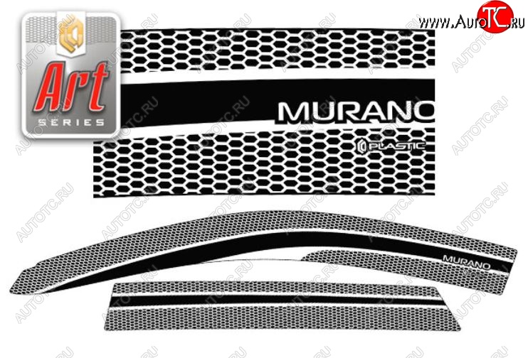 2 159 р. Дефлектора окон CA-Plastic  Nissan Murano  1 Z50 (2002-2009) (Серия Art белая, Без хром.молдинга)  с доставкой в г. Екатеринбург