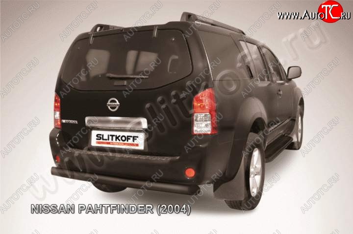 10 499 р. Защита задняя Slitkoff  Nissan Pathfinder  R51 (2004-2007) дорестайлинг (Цвет: серебристый)  с доставкой в г. Екатеринбург