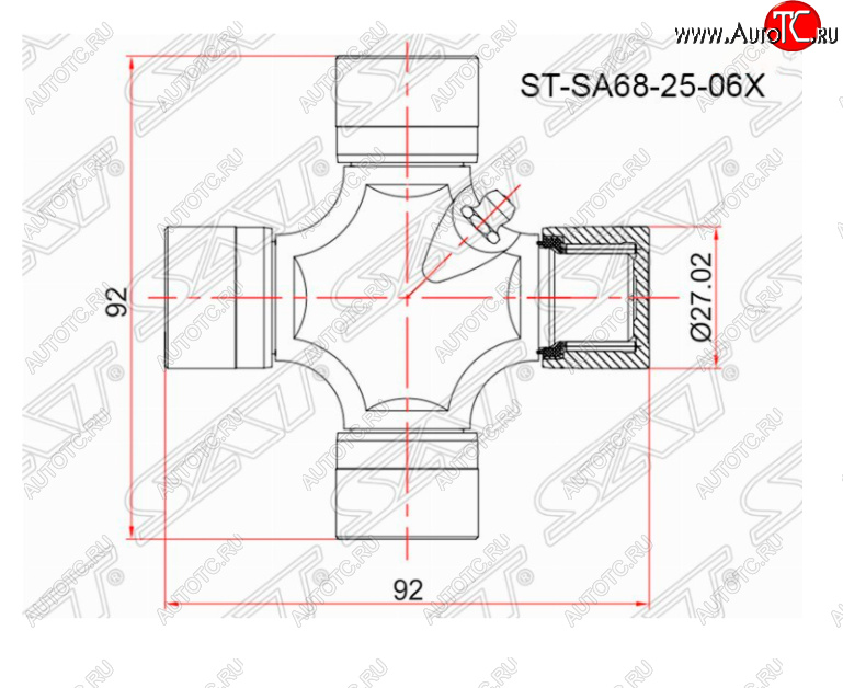 519 р. Крестовина карданного вала SAT Nissan Pathfinder R51 дорестайлинг (2004-2007)  с доставкой в г. Екатеринбург