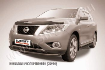 9 999 р. Защита переднего бампер Slitkoff  Nissan Pathfinder  R52 (2012-2017) дорестайлинг (Цвет: серебристый)  с доставкой в г. Екатеринбург. Увеличить фотографию 1