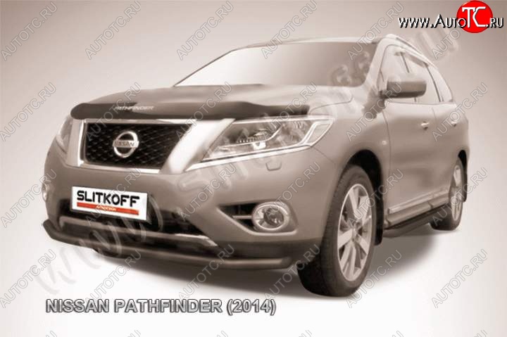 9 999 р. Защита переднего бампер Slitkoff  Nissan Pathfinder  R52 (2012-2017) дорестайлинг (Цвет: серебристый)  с доставкой в г. Екатеринбург