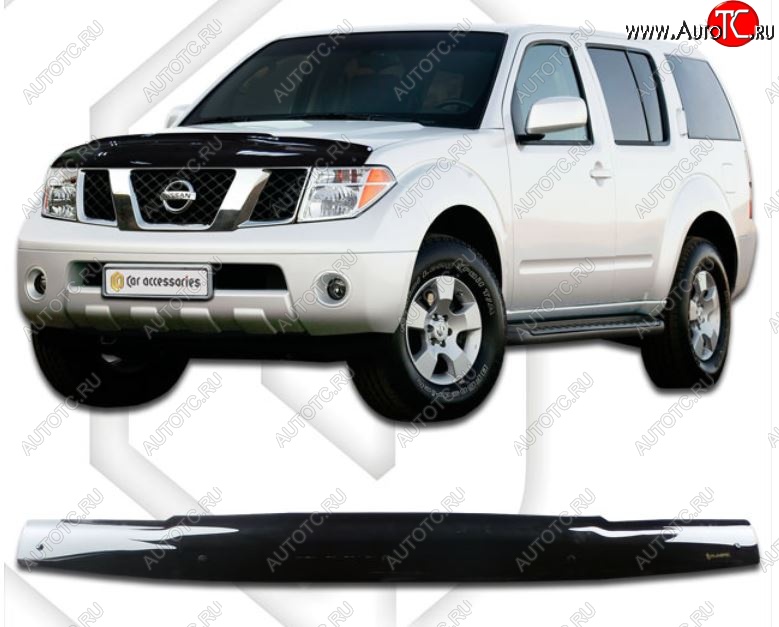 1 839 р. Дефлектор капота CA-Plastiс  Nissan Pathfinder  R51 (2009-2014) рестайлинг (Classic черный, Без надписи)  с доставкой в г. Екатеринбург