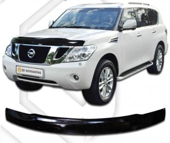 2 199 р. Дефлектор капота CA-Plastic  Nissan Patrol  6 (2010-2017) Y62 дорестайлинг, Y62 рестайлинг (Classic черный, Без надписи)  с доставкой в г. Екатеринбург. Увеличить фотографию 1