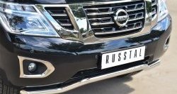 13 999 р. Защита переднего бампера (Ø63 мм волна, нержавейка) Russtal Nissan Patrol 6 Y62 дорестайлинг (2010-2014)  с доставкой в г. Екатеринбург. Увеличить фотографию 2