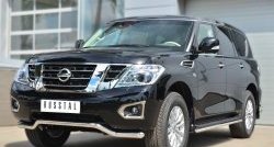 13 999 р. Защита переднего бампера (Ø63 мм волна, нержавейка) Russtal Nissan Patrol 6 Y62 дорестайлинг (2010-2014)  с доставкой в г. Екатеринбург. Увеличить фотографию 3