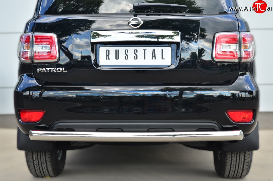 14 599 р. Защита заднего бампера (Ø76 мм, нержавейка) Russtal Nissan Patrol 6 Y62 рестайлинг (2014-2017)  с доставкой в г. Екатеринбург