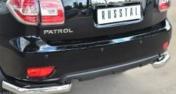 14 699 р. Защита заднего бампера (Ø76 мм уголки, нержавейка) Russtal Nissan Patrol 6 Y62 рестайлинг (2014-2017)  с доставкой в г. Екатеринбург. Увеличить фотографию 2