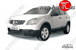 5 939 р. Защита переднего бампера Arbori (короткая, черная, 1 труба d57 mm). Nissan Qashqai 1 дорестайлинг (2007-2010)  с доставкой в г. Екатеринбург