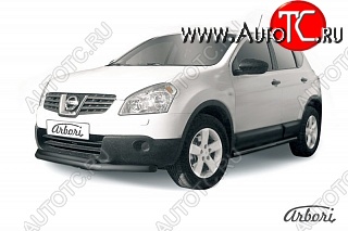 7 199 р. Защита переднего бампера Arbori (черная, 2 трубы d57 и 42 mm) Nissan Qashqai 1 дорестайлинг (2007-2010)  с доставкой в г. Екатеринбург