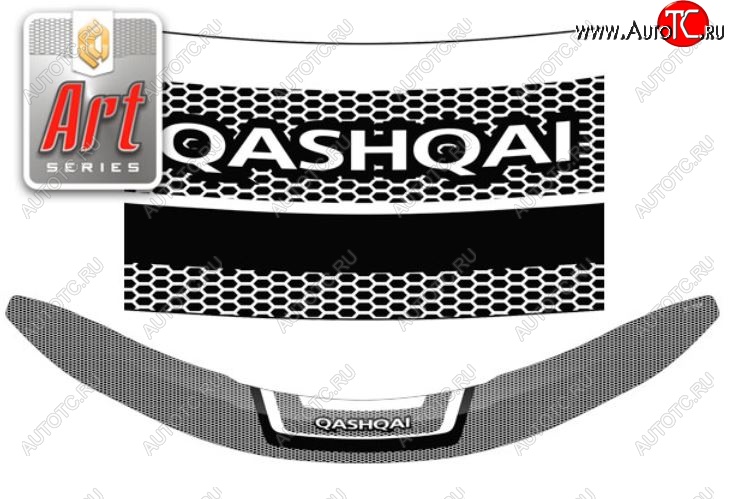 2 199 р. Дефлектор капота CA-Plastiс  Nissan Qashqai  2 (2013-2019) J11 дорестайлинг (Серия Art графит)  с доставкой в г. Екатеринбург