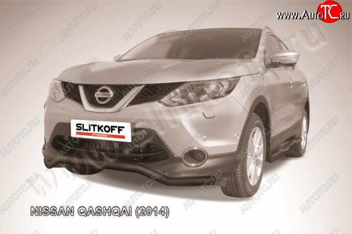 10 499 р. Защита переднего бампер Slitkoff  Nissan Qashqai  2 (2013-2019) J11 дорестайлинг (Цвет: серебристый)  с доставкой в г. Екатеринбург