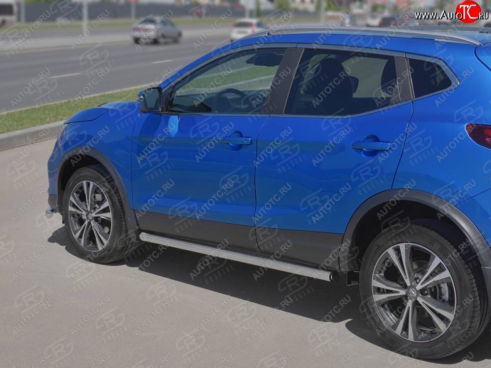 15 299 р. Защита порогов (Ø63 мм, нержавейка) Russtal Nissan Qashqai 2 J11 рестайлинг (2017-2022) (С пластиковыми заглушками на торцах)  с доставкой в г. Екатеринбург