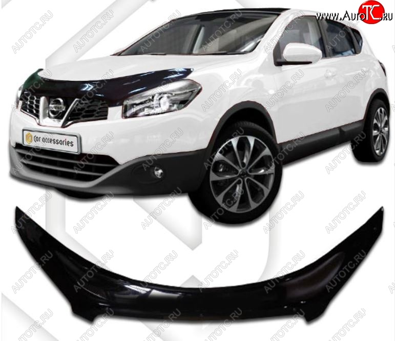 2 199 р. Дефлектор капота CA-Plastiс exclusive  Nissan Qashqai +2  1 (2008-2014) J10 дорестайлинг, J10 рестайлинг (Classic черный, Без надписи)  с доставкой в г. Екатеринбург