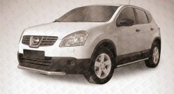 13 999 р. Защита переднего бампера из короткой трубы диаметром 57 мм Slitkoff Nissan Qashqai 1 J10 рестайлинг (2010-2013) (Цвет: нержавеющая полированная сталь)  с доставкой в г. Екатеринбург. Увеличить фотографию 1