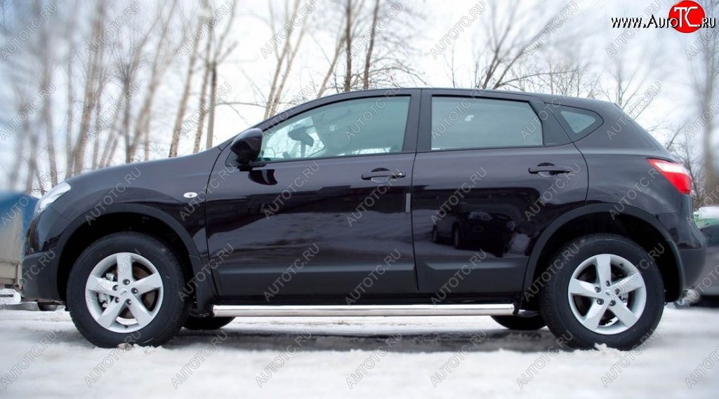 16 549 р. Защита порогов из круглой трубы диаметром 63 мм SLITKOFF v2 Nissan Qashqai 1 J10 рестайлинг (2010-2013)  с доставкой в г. Екатеринбург