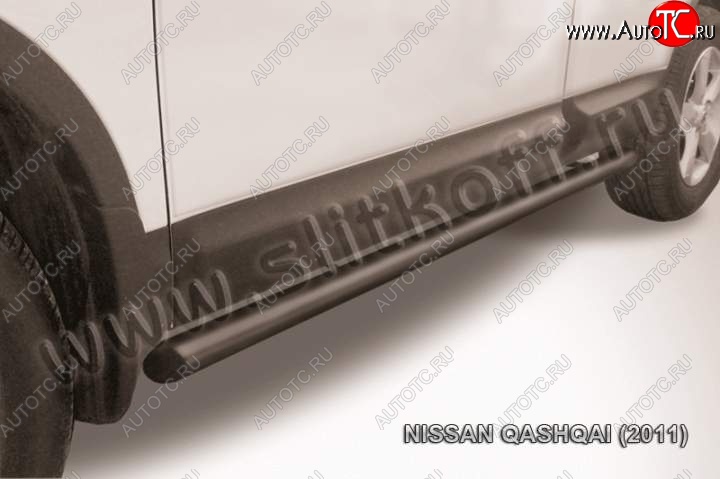 11 999 р. Защита порогов Slitkoff  Nissan Qashqai  1 (2010-2013) J10 рестайлинг (Цвет: серебристый)  с доставкой в г. Екатеринбург