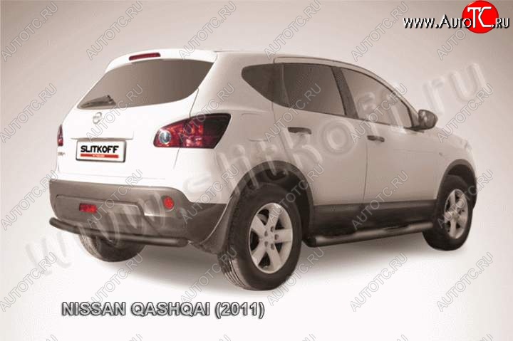 6 599 р. Защита задняя Slitkoff Nissan Qashqai 1 J10 рестайлинг (2010-2013) (Цвет: серебристый)  с доставкой в г. Екатеринбург