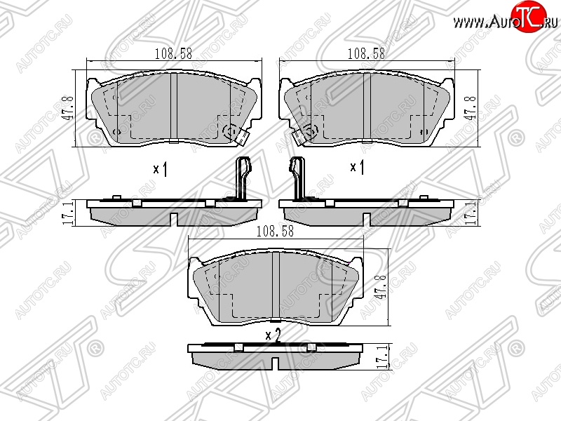 1 029 р. Колодки тормозные SAT (передние)  Nissan Sunny  N14 (1990-1998)  с доставкой в г. Екатеринбург