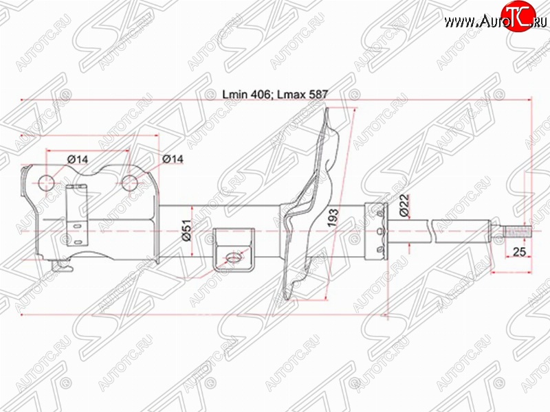 4 199 р. Правый амортизатор передний SAT Nissan Teana 1 J31 дорестайлинг (2003-2005)  с доставкой в г. Екатеринбург