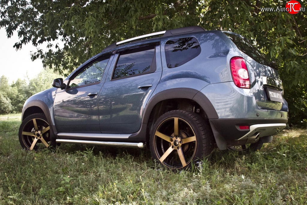 6 249 р. Накладки колесных арок RA (короткие, комплект) Renault Duster HS дорестайлинг (2010-2015) (Поверхность шагрень)  с доставкой в г. Екатеринбург