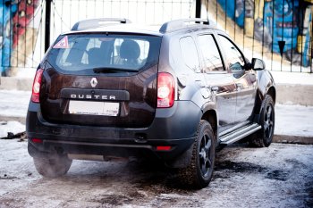 15 899 р. Порожки для ног из трубы Ø51 с алюминиевой площадкой Petroil Tuning Эстонец Renault Duster HS рестайлинг (2015-2021) (Черный (Шагрень))  с доставкой в г. Екатеринбург. Увеличить фотографию 5