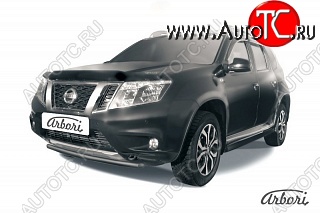 7 019 р. Защита переднего бампера Arbori (черная, 1 труба d42 mm). Nissan Terrano D10 рестайлинг (2016-2022)  с доставкой в г. Екатеринбург