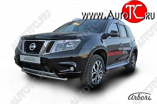 8 729 р. Защита переднего бампера Arbori (нержавейка, 1 труба d42 mm). Nissan Terrano D10 рестайлинг (2016-2022)  с доставкой в г. Екатеринбург