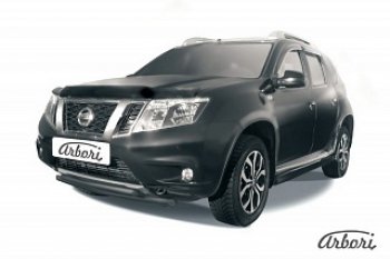 Защита переднего бампера Arbori (черная, 2 трубы d42 mm) Nissan Terrano D10 рестайлинг (2016-2022)