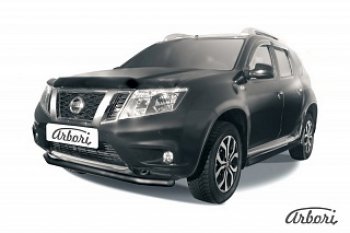 Защита переднего бампера Arbori (черная, 1 труба d57 mm). Nissan Terrano D10 рестайлинг (2016-2022)