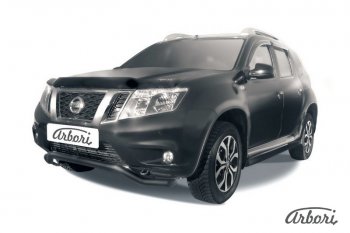 Защита переднего бампера Arbori (волна, черная, 1 труба d57 mm). Nissan Terrano D10 рестайлинг (2016-2022)