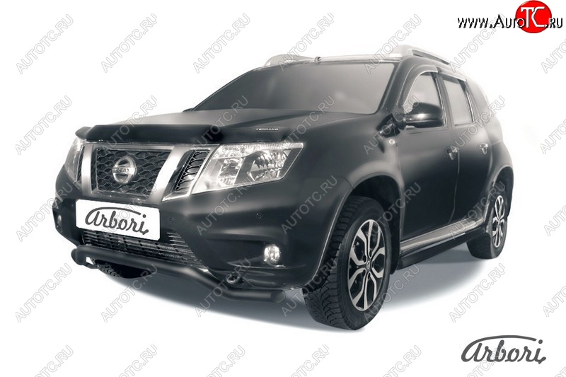 5 939 р. Защита переднего бампера Arbori (волна, черная, 1 труба d57 mm). Nissan Terrano D10 рестайлинг (2016-2022)  с доставкой в г. Екатеринбург