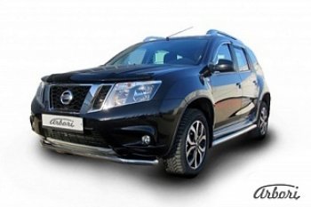 Защита переднего бампера Arbori (нержавейка, 1 труба d57 mm). Nissan Terrano D10 рестайлинг (2016-2022)