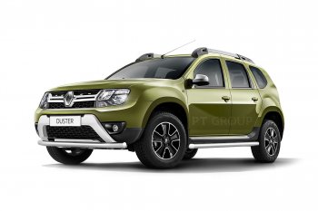 16 449 р. Защита переднего бампера (одинарная, Ø63 мм) Petroil Tuning Renault Duster HS рестайлинг (2015-2021) (Нержавеющая полированная сталь)  с доставкой в г. Екатеринбург. Увеличить фотографию 3