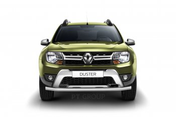 16 449 р. Защита переднего бампера (одинарная, Ø63 мм) Petroil Tuning Renault Duster HS рестайлинг (2015-2021) (Нержавеющая полированная сталь)  с доставкой в г. Екатеринбург. Увеличить фотографию 4